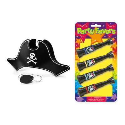 Piratkalas – pirathatt, ögonlapp och kikare – för 4 barn