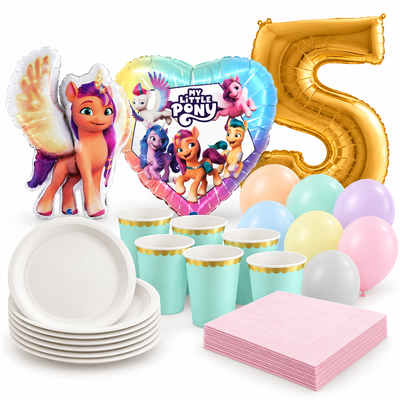 5-årskalas, My Little Pony, kalaspaket, 6 gäster – samlat paketinnehåll