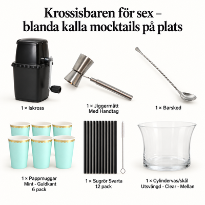 Krossisbaren för sex – blanda kalla mocktails på plats – innehåll och antal försäljningsförpackningar