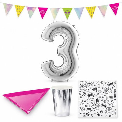 3-årskalas, Monsterkalas, kalaspaket, 6 gäster – paketets innehåll