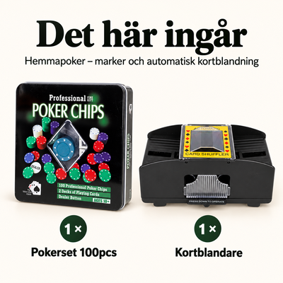 Hemmapoker – marker och automatisk kortblandning – innehåll