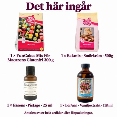 Det här ingår i Pistagemacarons med vit vaniljfyllning