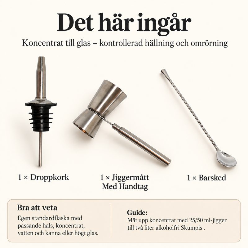 Koncentrat till glas – kontrollerad hällning och omrörning – innehåll
