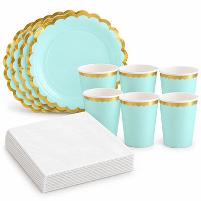 Dop – mint och guld – kompletteringspaket, 12 extra gäster