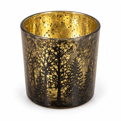 Ljuslykta för värmeljus – svart/guld – 10 cm