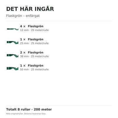 Det här ingår – Satinbandspaket – Flaskgrön – 8 rullar