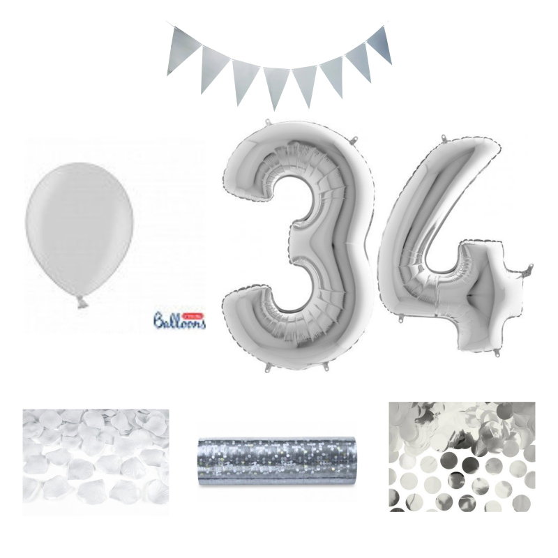 34-års festpaket, Silver, Stor – sammansatt produktbild