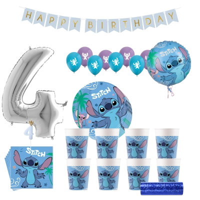 Stitch & Angel – 4-årskalas – kalaspaket för 8 gäster – paketets produkter