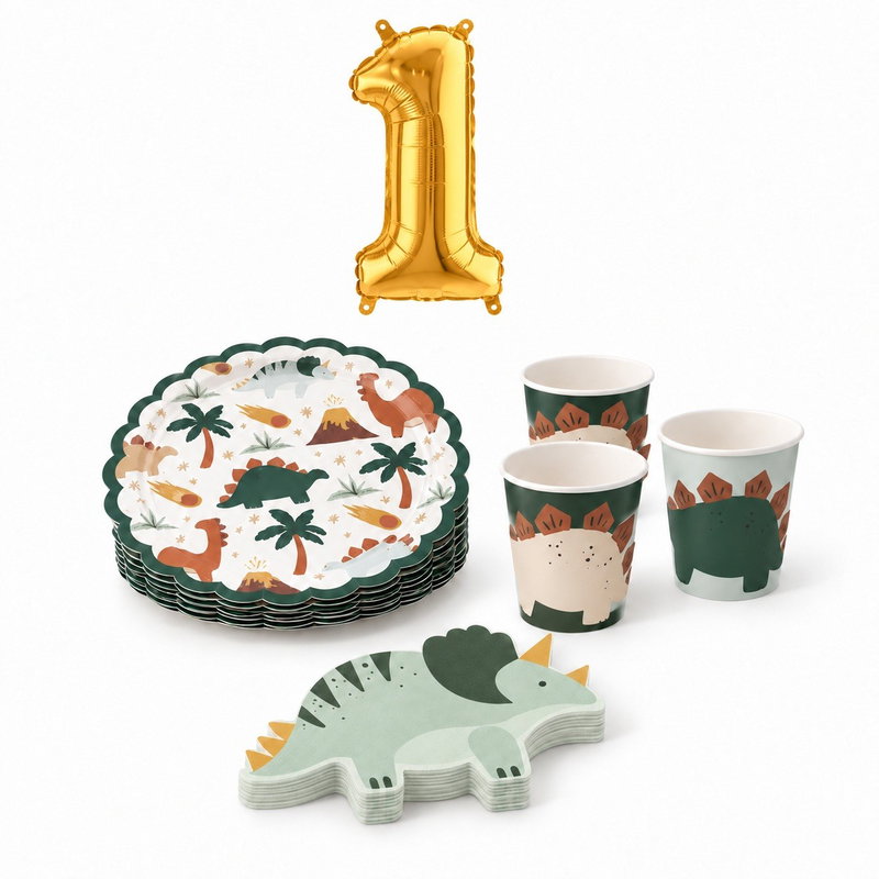 1-årskalas, Dinosauriekalas, kalaspaket, 6 gäster – paketets produkter