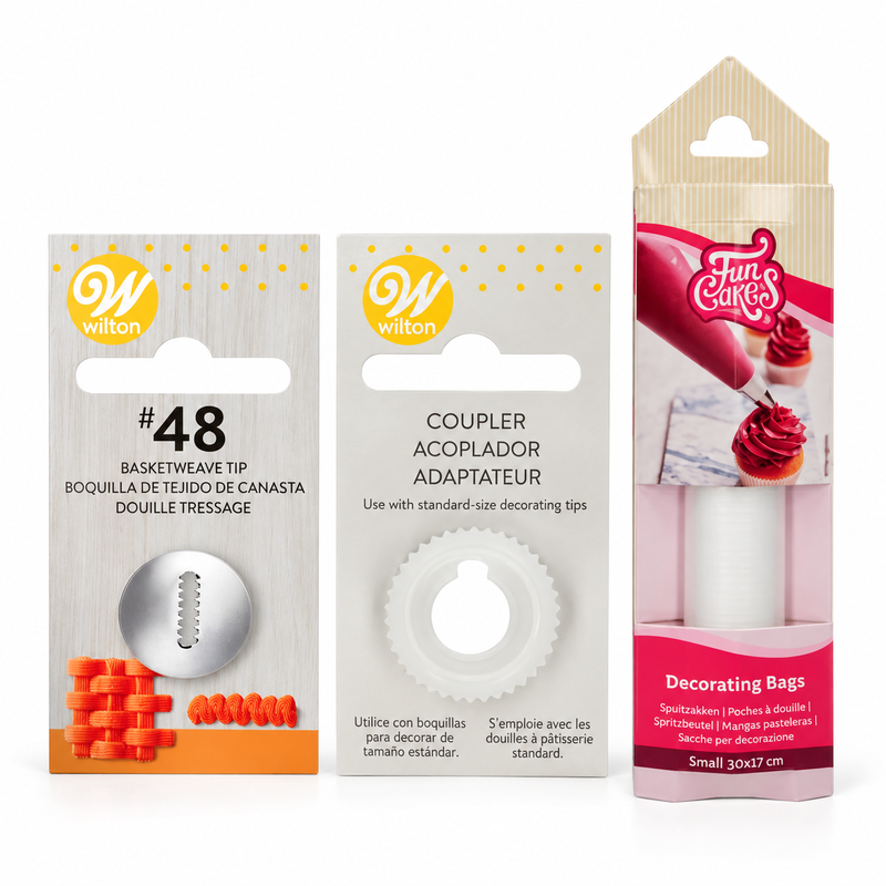 Produktöversikt: Spritsa korgflätning – räfflade band med Wilton #48