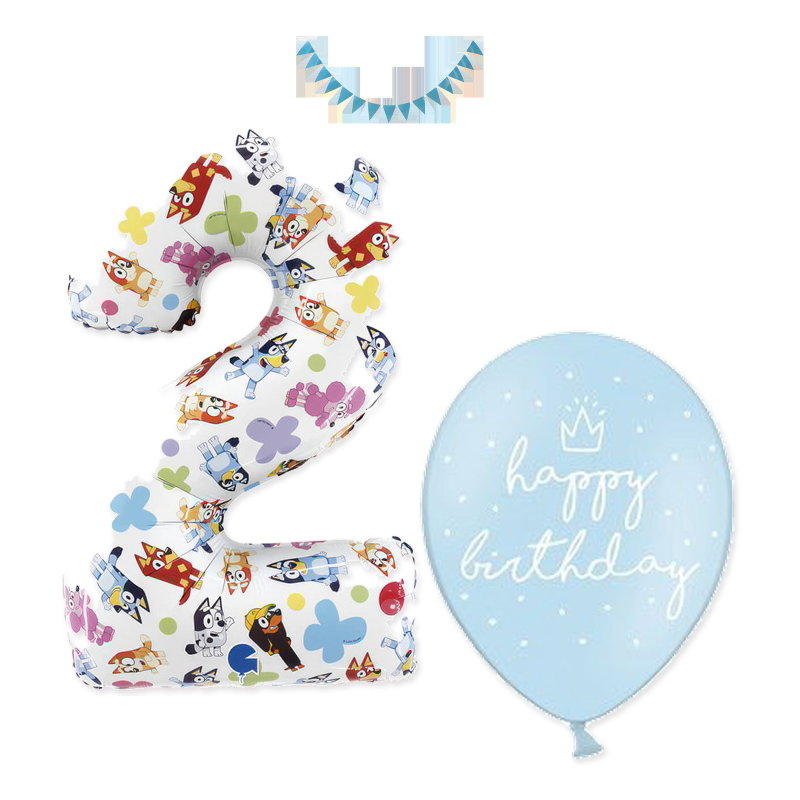 Bluey – 2-årskalas – ballong- och dekorationspaket