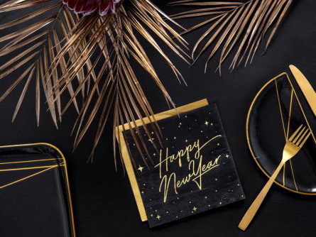 Servetter - Happy New Year - Svarta