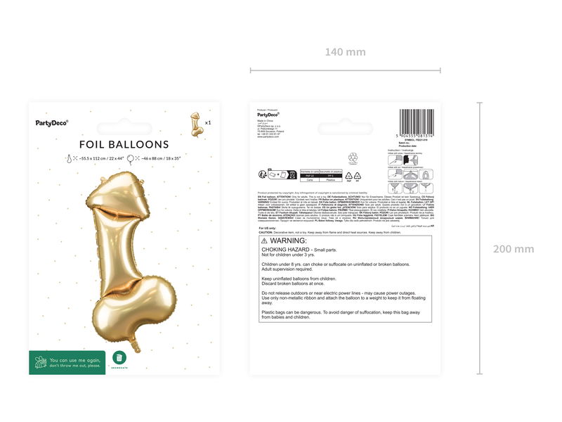 Folieballong Penis Guld