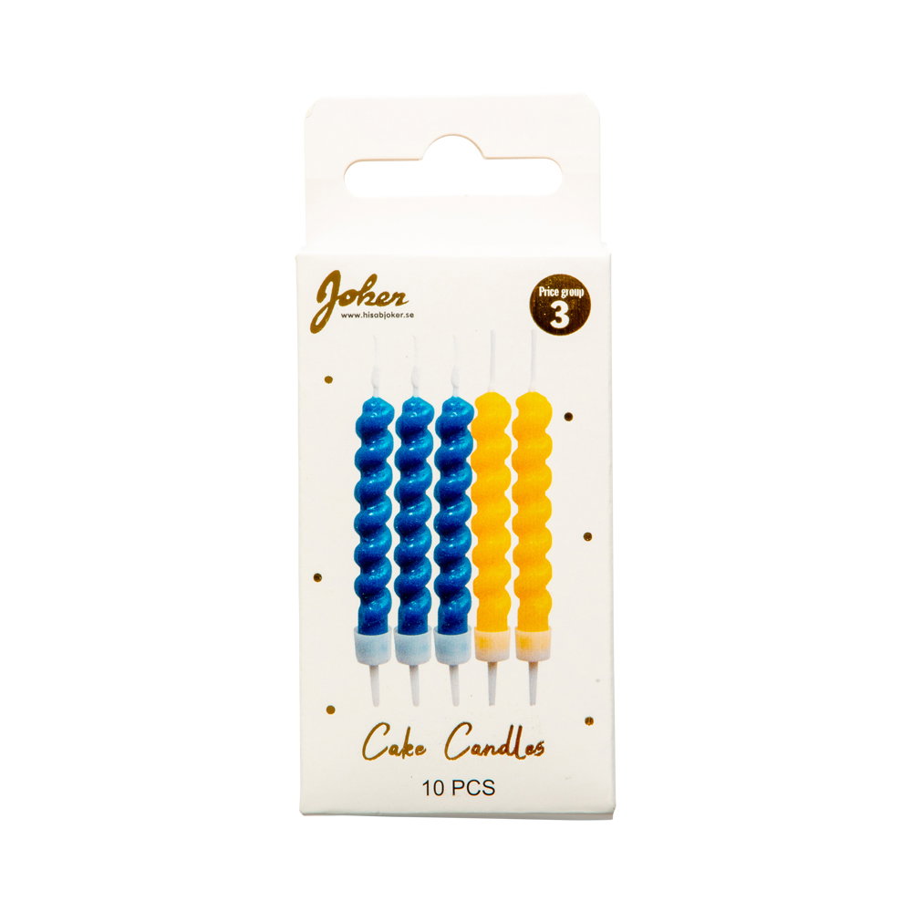 Tårtljus Gul/Blå 10 pack