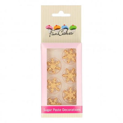 Sockerdekoration - Snöflingor - Guld - FunCakes