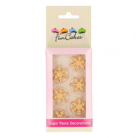 Sockerdekoration - Snöflingor - Guld - FunCakes
