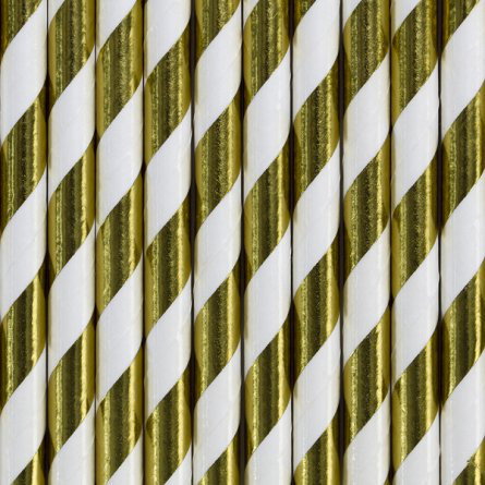 Sugrör - Randiga - Guldmetallic