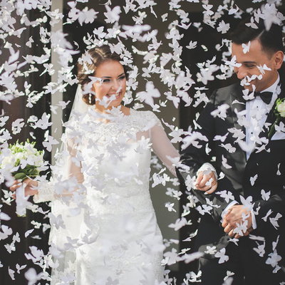 Konfettibomb Vita Fjärilar 40cm