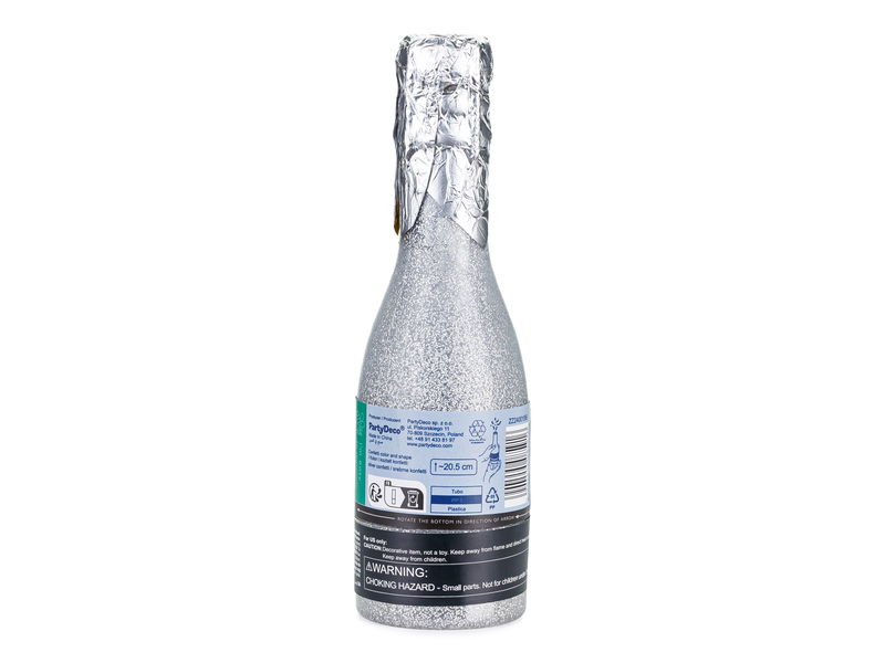 Konfettikanon Champagneflaska Silver