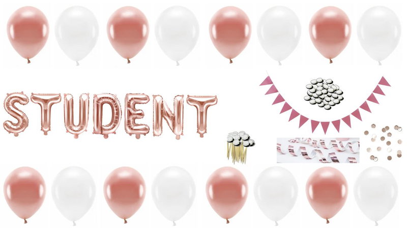 Studentdekoration paket roséguld