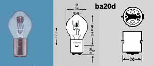 Lampa Ba20D 6V 20/20W
