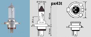 Lampa Px43T 12V 35/35W Halogeen(Peugeot)