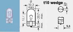 Lampa T10 Locklös 12V 5W Wedge