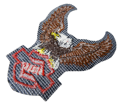 Tygmärke Suzuki Örn 10×13 cm – Äkta 70-tal, USA