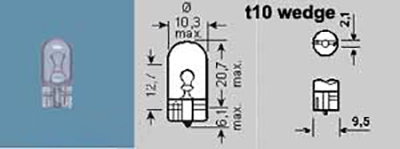 Lampa T10 6V 3W Wedge