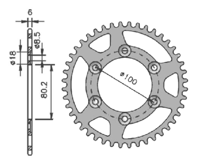 Achtertandwiel 44T Rieju RR/Spike/SM