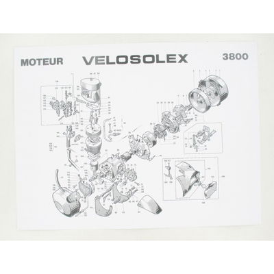 Sprängskiss på motor Solex 3800