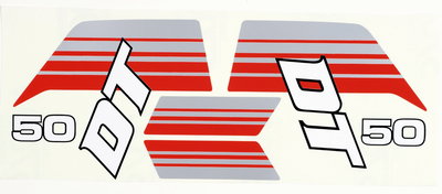 Dekal sats Yamaha DT50MX röd/grå