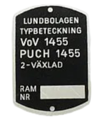 Framecode plaatje VOV 1455 Puch Florida 2v