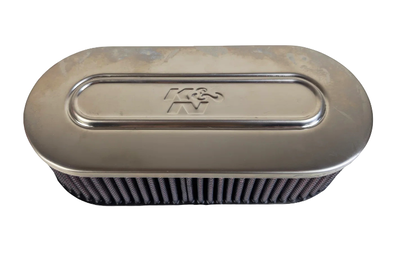 K&N Dubbelfilter Ovalt (52 mm)  Kromad finish