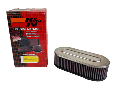 K&N Dubbelfilter Ovalt (52 mm)  Kromad finish