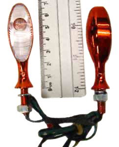 Blinker set 12V universal röd/transparant mini finger