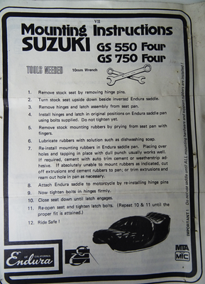 Endura Touringzadel – Geschikt voor Suzuki GS500 / GS550 / GS750 – Zwart